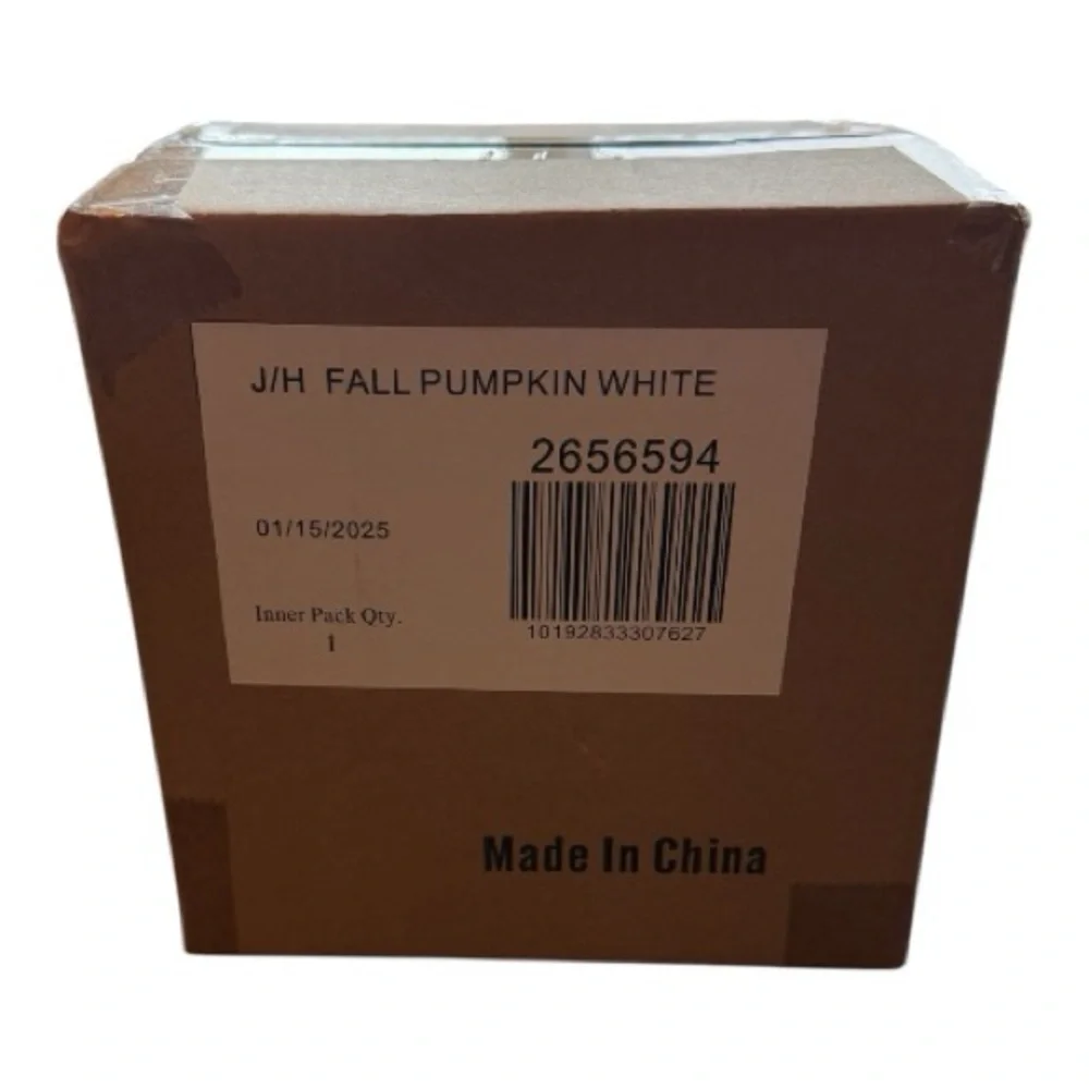 NEW Yankee Candle White Pumpkin Resin Candle Holder Gold Leaves Fall Decor